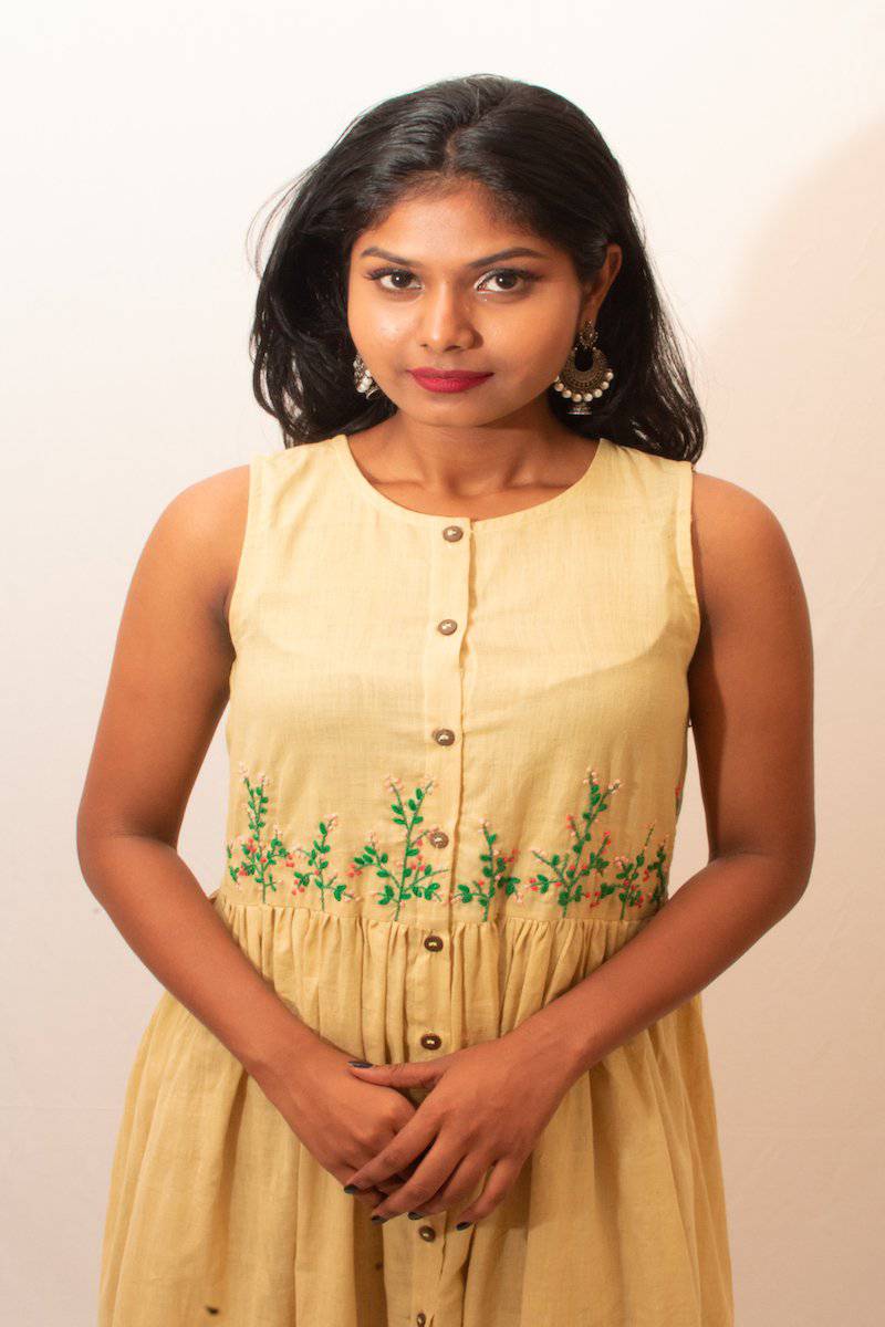 Buy Embroidered Yellow Floral Dress | Shop Verified Sustainable Womens Dress on Brown Living™