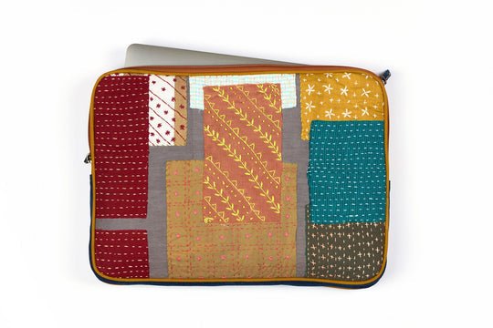 Buy Enchanted Garden Sashiko Laptop Sleeve | Shop Verified Sustainable Tech Accessories on Brown Living™