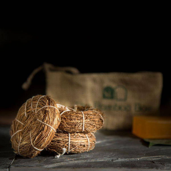 Buy Exfoliating Body Scrubber | Handwoven Vetiver Khas Roots | Set of 2 | Shop Verified Sustainable Bath Accessories on Brown Living™