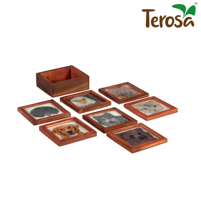 Buy Fab Fauna Coaster Set III Wooden Handicraft | Shop Verified Sustainable Serving Set on Brown Living™