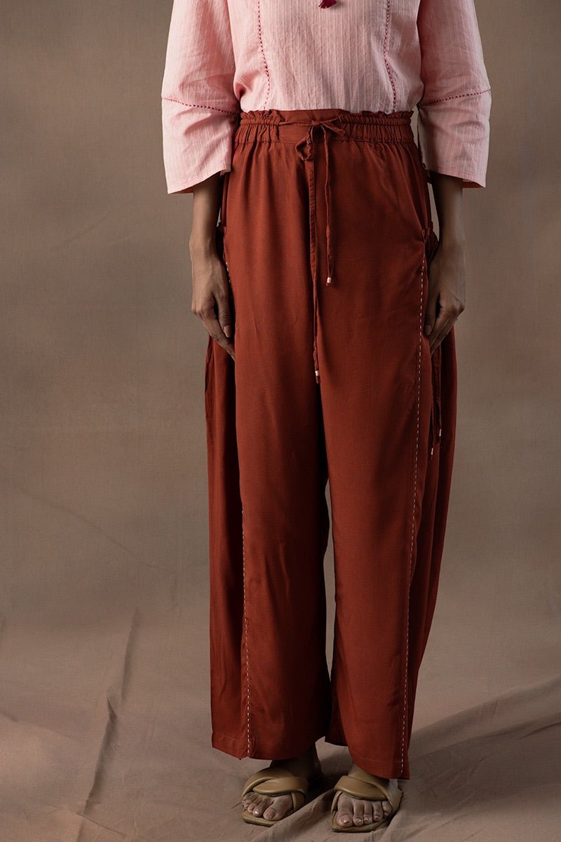 Farah Ruffled Rayon Palazzo Pants | Verified Sustainable Womens Trouser on Brown Living™