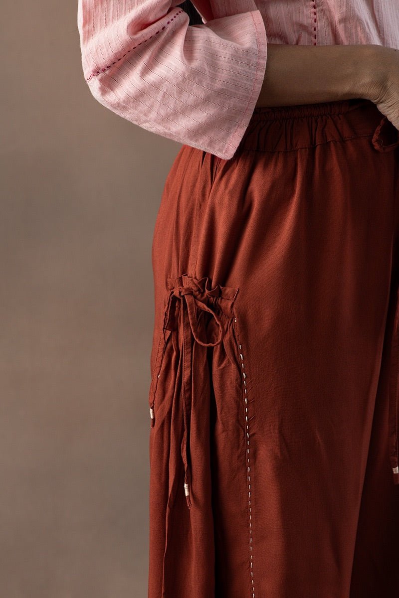 Farah Ruffled Rayon Palazzo Pants | Verified Sustainable Womens Trouser on Brown Living™