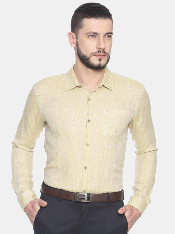 Buy Fawn Colour Slim Fit Hemp Formal Shirt | Shop Verified Sustainable Mens Shirt on Brown Living™