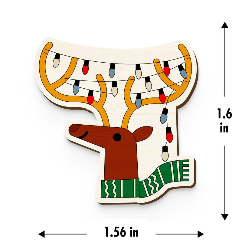 Buy Festive Reindeer Hand Painted Wooden Pin | Shop Verified Sustainable Products on Brown Living