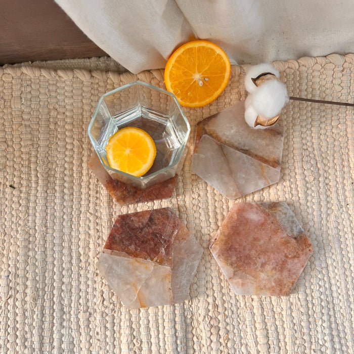 Buy Fire Quartz Hexagon Coaster | Set of 4 | Shop Verified Sustainable Table Decor on Brown Living™