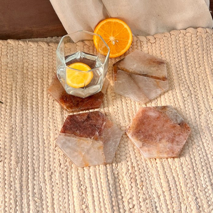 Buy Fire Quartz Hexagon Coaster | Set of 4 | Shop Verified Sustainable Table Decor on Brown Living™