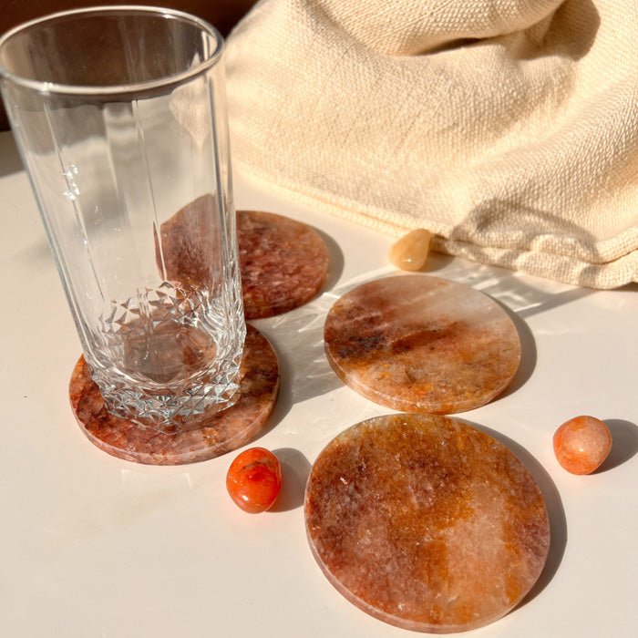 Buy Fire Quartz Round Coaster | Set of 4 | Shop Verified Sustainable Table Decor on Brown Living™