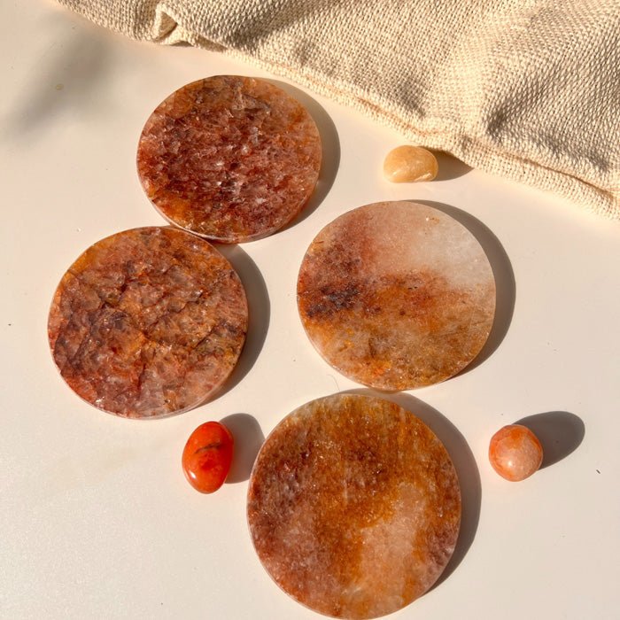 Buy Fire Quartz Round Coaster | Set of 4 | Shop Verified Sustainable Table Decor on Brown Living™