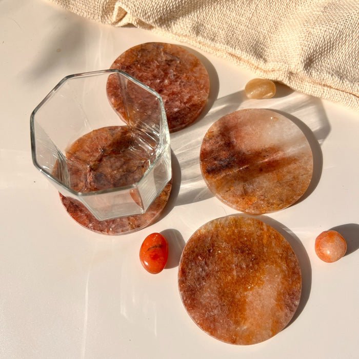 Buy Fire Quartz Round Coaster | Set of 4 | Shop Verified Sustainable Table Decor on Brown Living™