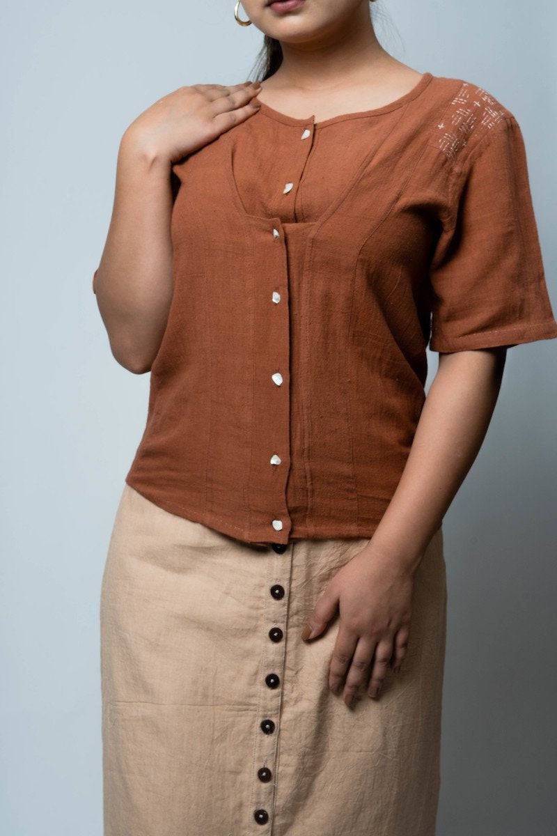 Buy Flap Placket Blouse | Shop Verified Sustainable Womens Blouse on Brown Living™