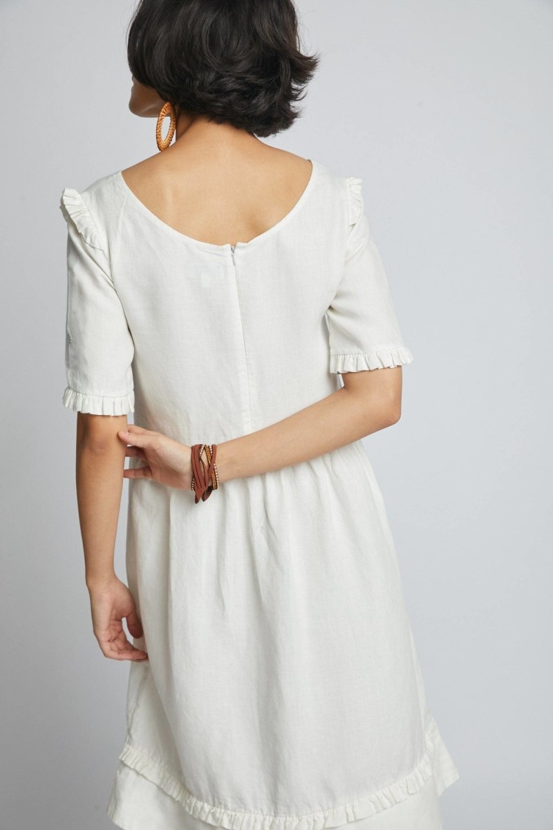 Buy Flare Ruffles Dress White | Shop Verified Sustainable Womens Dress on Brown Living™