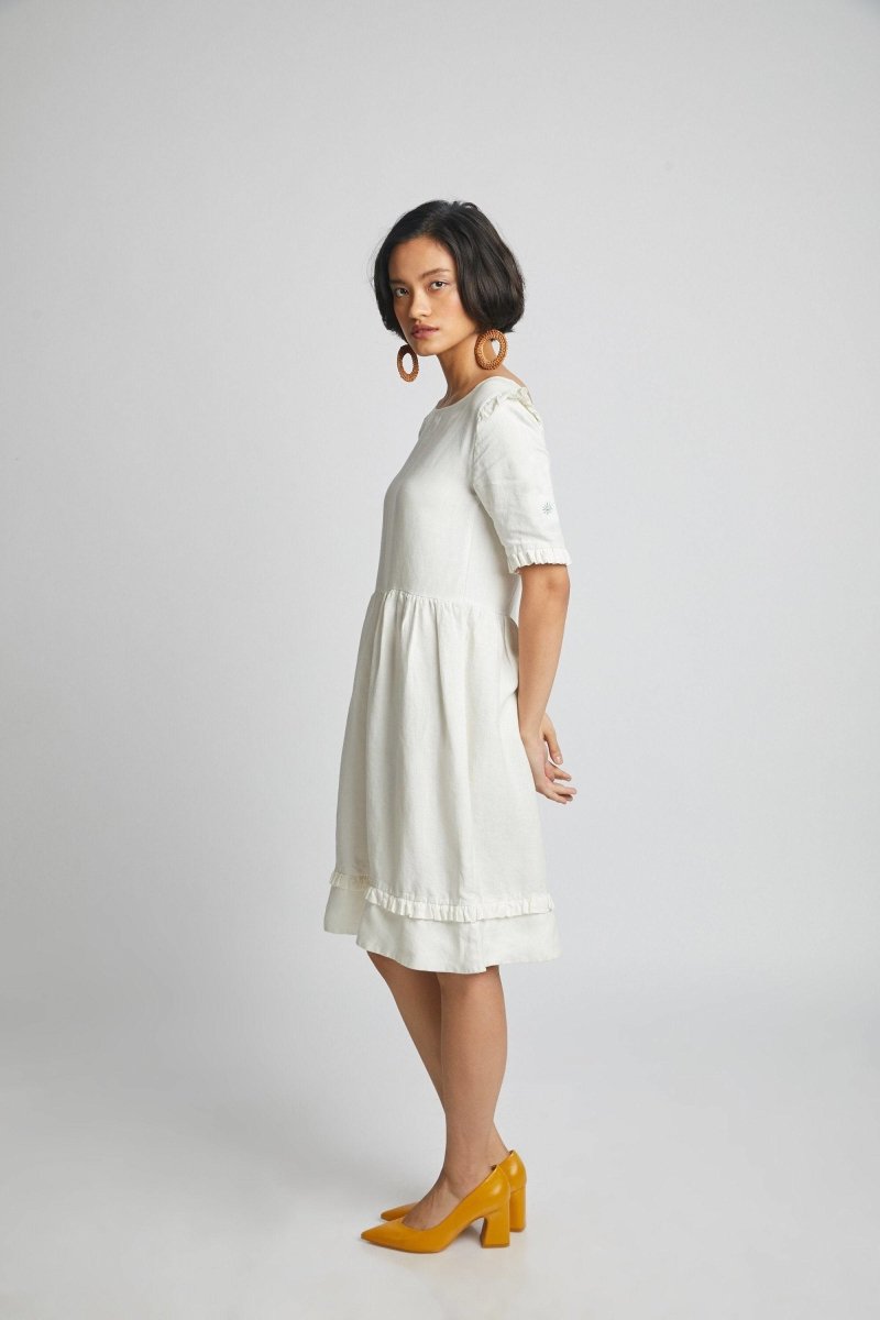 Buy Flare Ruffles Dress White | Shop Verified Sustainable Womens Dress on Brown Living™