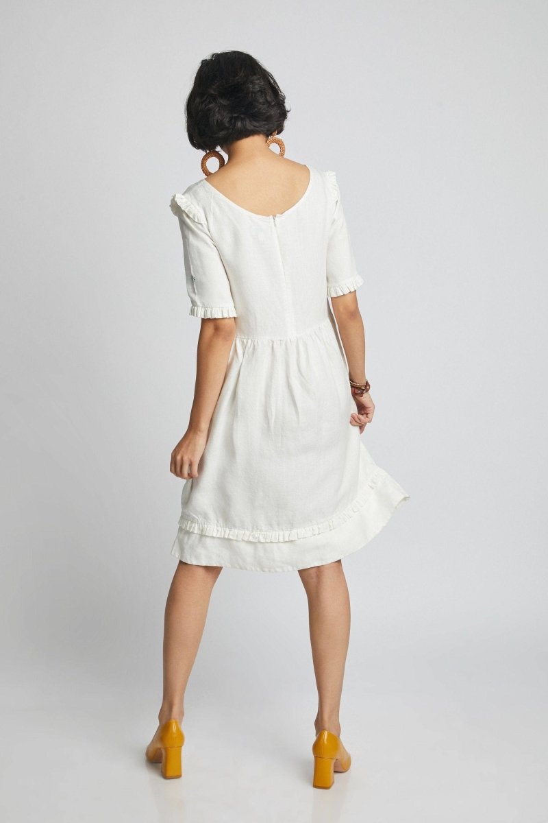 Buy Flare Ruffles Dress White | Shop Verified Sustainable Womens Dress on Brown Living™