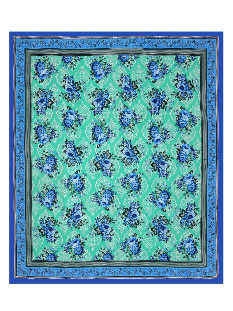 Buy Floral Jaipuri Hand Printed Queen Size Cotton Blue Bedsheet with Pillow Covers | Shop Verified Sustainable Products on Brown Living