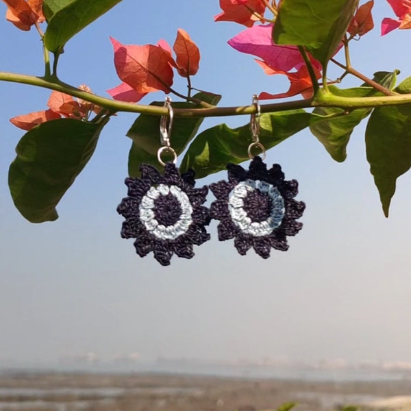 Floral Mandala Earrings- Blue | Verified Sustainable Womens earrings on Brown Living™