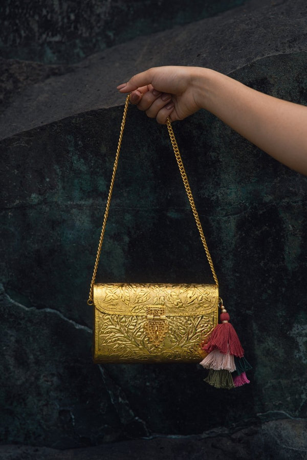 Buy Floral Paatr Purse (Gold) | Shop Verified Sustainable Products on Brown Living