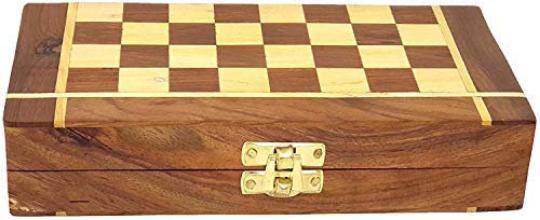 Buy Wooden Handcrafted Foldable Magnetic Chess Board Set 10x10 Inches | Shop Verified Sustainable Learning & Educational Toys on Brown Living™