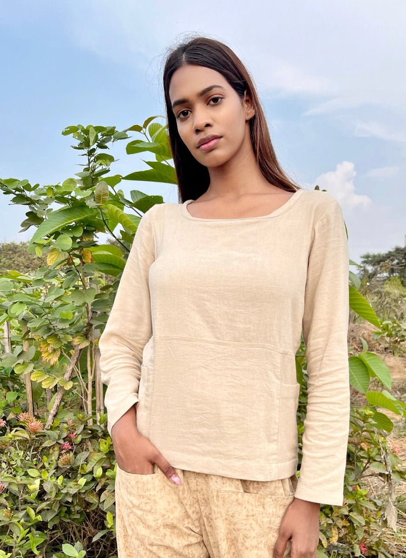 Buy Full Seleves Top | Natural Dyed | Cotton | Shop Verified Sustainable Womens Top on Brown Living™