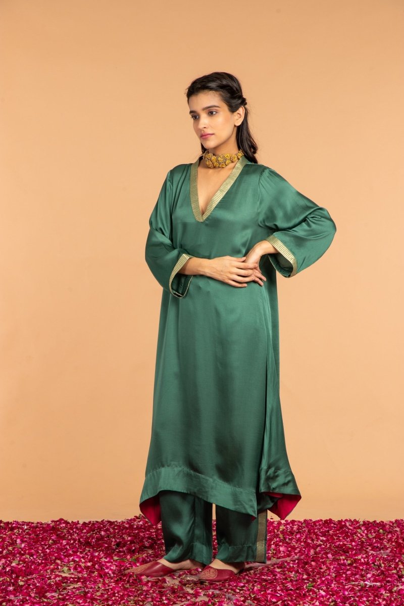 Buy Gehna Modal Satin Asymmetrical Tunic | Shop Verified Sustainable Womens Kurta on Brown Living™