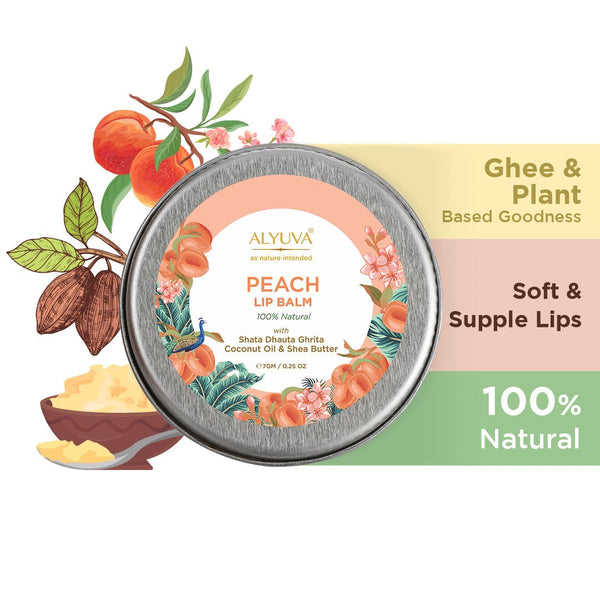 Buy Ghee Enriched 100% Natural Peach Lip Balms- Pack of 3- 7gms Each | Shop Verified Sustainable Lip Balms on Brown Living™