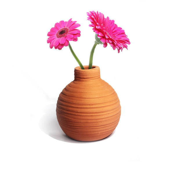 Buy GLO Small Organic Lined Straight Terracotta Flower Vase | Shop Verified Sustainable Decor & Artefacts on Brown Living™