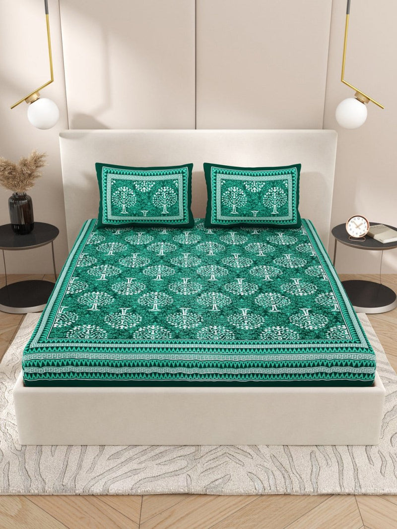 Buy Green Interiors Hand Block Printed Cotton Queen Size Bedding Set | Shop Verified Sustainable Bedding on Brown Living™