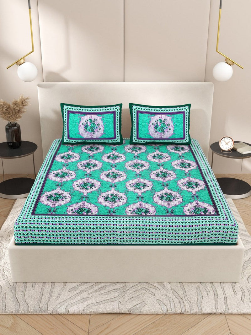 Buy Green Interiors Hand Block Printed Cotton Queen Size Bedding Set | Shop Verified Sustainable Bedding on Brown Living™