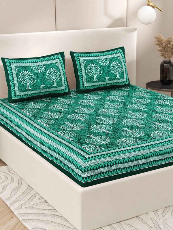 Buy Green Interiors Hand Block Printed Cotton Queen Size Bedding Set | Shop Verified Sustainable Bedding on Brown Living™