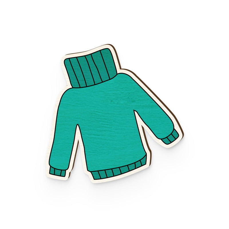 Buy Green Sweater Hand Painted Wooden Pin | Shop Verified Sustainable Travel Accessories on Brown Living™