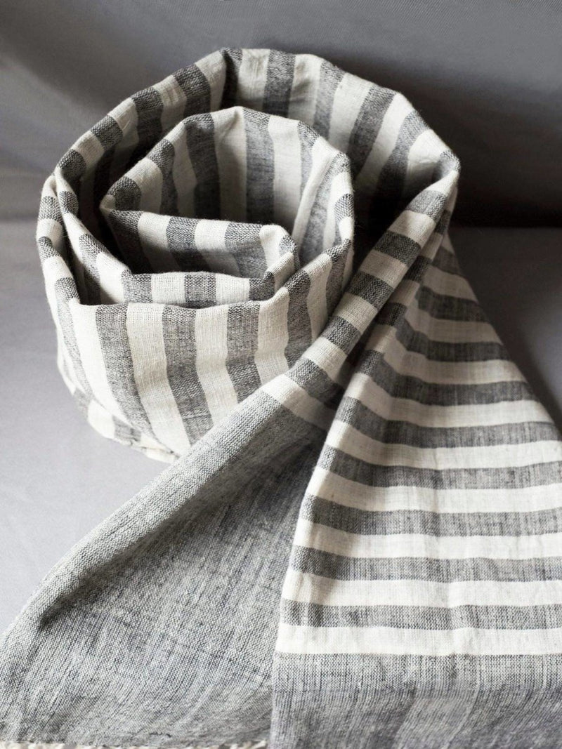 Buy Grey Ivory Organic Kala Cotton Scarf | Shop Verified Sustainable Womens Scarf on Brown Living™