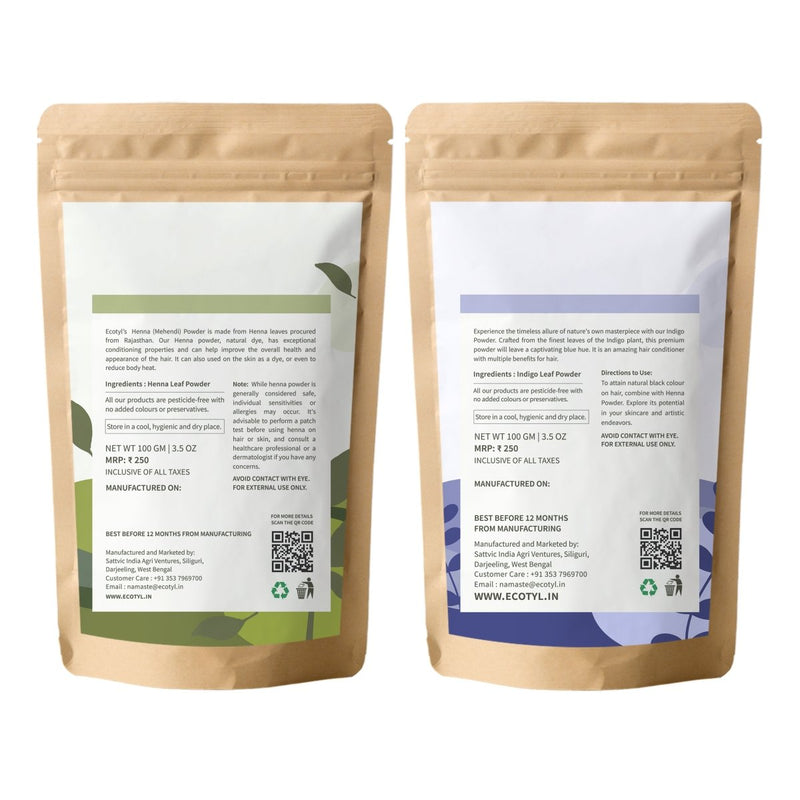 Buy Hair Colour Combo- Henna Powder and Indigo Powder | 100g Each | Shop Verified Sustainable Hair Colour on Brown Living™