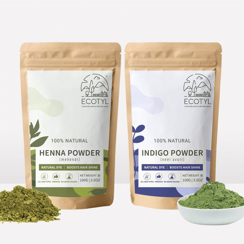 Buy Hair Colour Combo- Henna Powder and Indigo Powder | 100g Each | Shop Verified Sustainable Hair Colour on Brown Living™