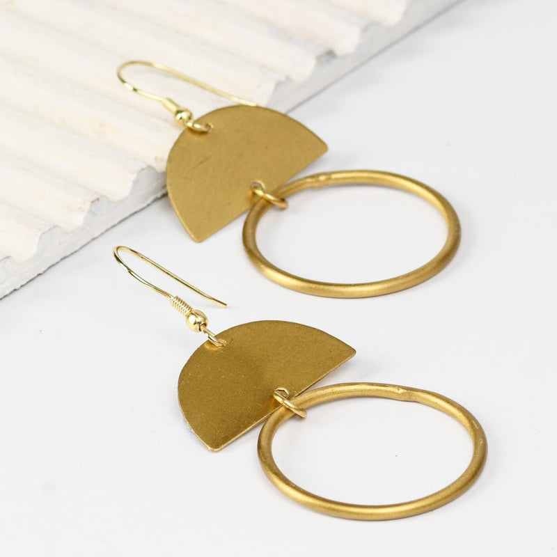 Buy Half and Full Circle Brass Earrings | Shop Verified Sustainable Womens earrings on Brown Living™