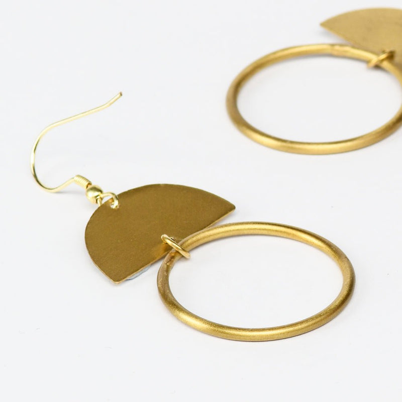 Buy Half and Full Circle Brass Earrings | Shop Verified Sustainable Womens earrings on Brown Living™