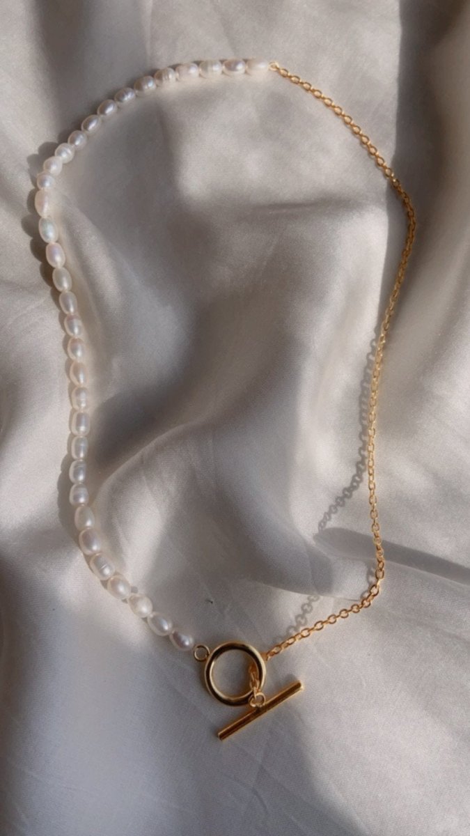 Buy Half & Half Pearl & Paperclip Chain Necklace | Shop Verified Sustainable Womens Necklaces on Brown Living™