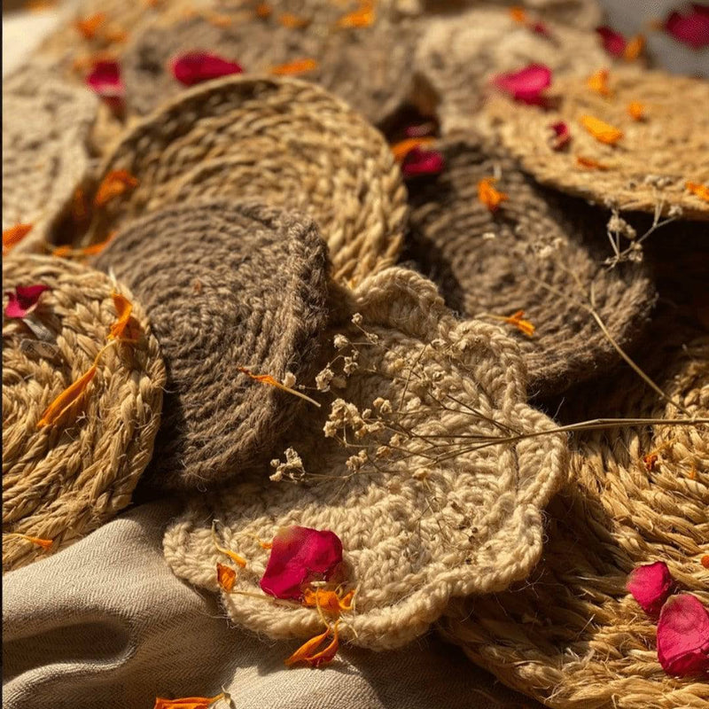 Buy Hand Knitted Coasters Pure Himalayan Wool | Shop Verified Sustainable Table Essentials on Brown Living™