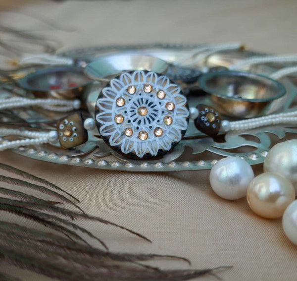 Buy Hand Painted Pearl Shell Rakhi | Shop Verified Sustainable Rakhi on Brown Living™