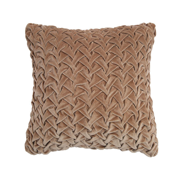 Buy Hand Pleated Cross Mocha Cushion Cover 18x18 inches | Shop Verified Sustainable Covers & Inserts on Brown Living™