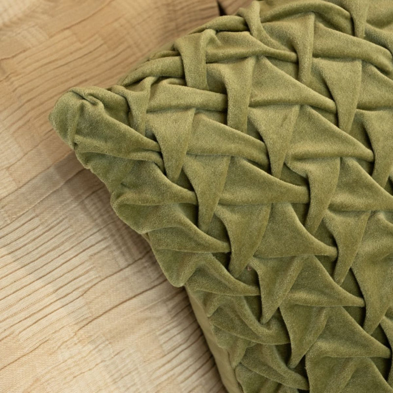 Buy Hand Pleated Cross Sage Cushion Cover 18x18 inches | Shop Verified Sustainable Covers & Inserts on Brown Living™