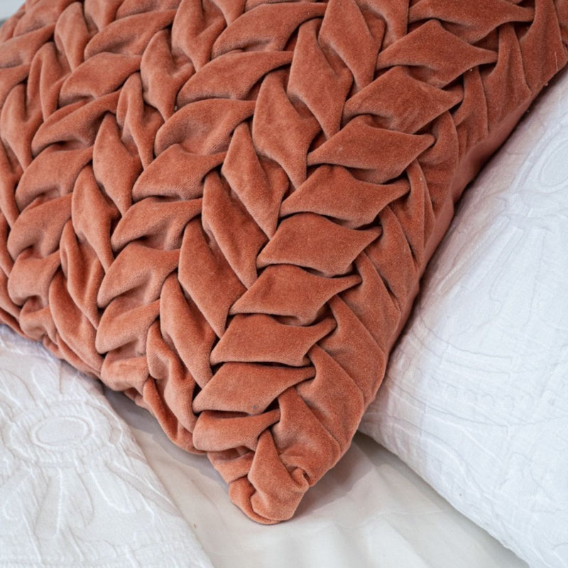 Buy Hand Pleated Petal Cinnamon Cushion Cover 18x18 inches | Shop Verified Sustainable Covers & Inserts on Brown Living™