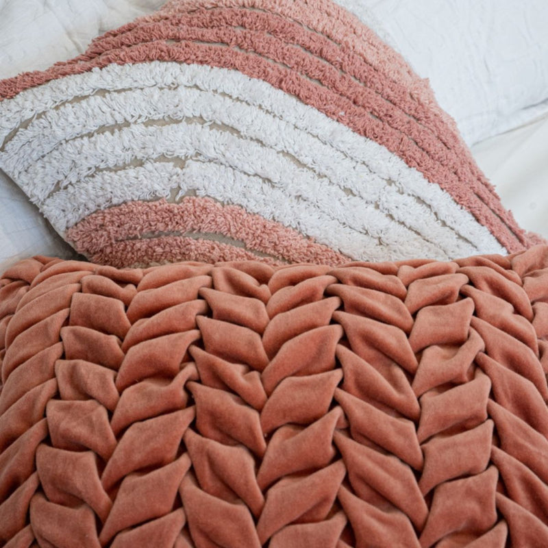 Buy Hand Pleated Petal Cinnamon Cushion Cover 18x18 inches | Shop Verified Sustainable Covers & Inserts on Brown Living™