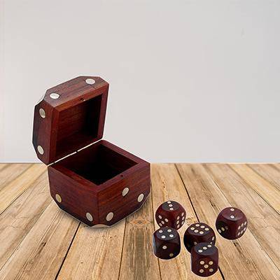 Buy Handcrafted Wooden Box and 5 Dice Set Paperweight Puzzles | Shop Verified Sustainable Paperweights on Brown Living™