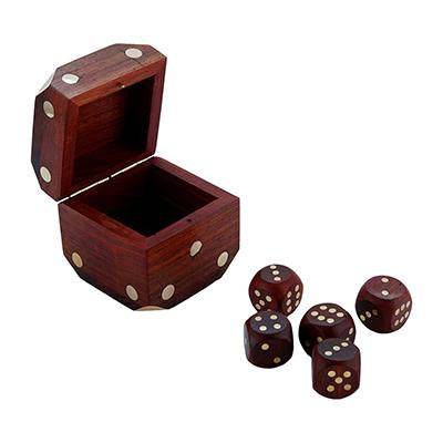 Buy Handcrafted Wooden Box and 5 Dice Set Paperweight Puzzles | Shop Verified Sustainable Paperweights on Brown Living™