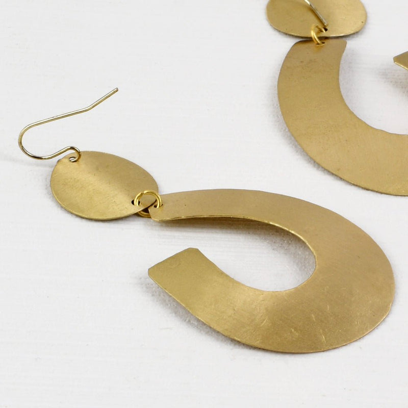 Buy Handcrafted Brass Abstract Textured Earring | Shop Verified Sustainable Womens earrings on Brown Living™