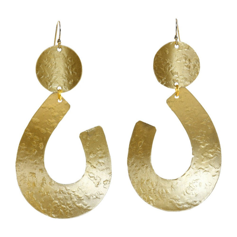 Buy Handcrafted Brass Abstract Textured Earring | Shop Verified Sustainable Womens earrings on Brown Living™