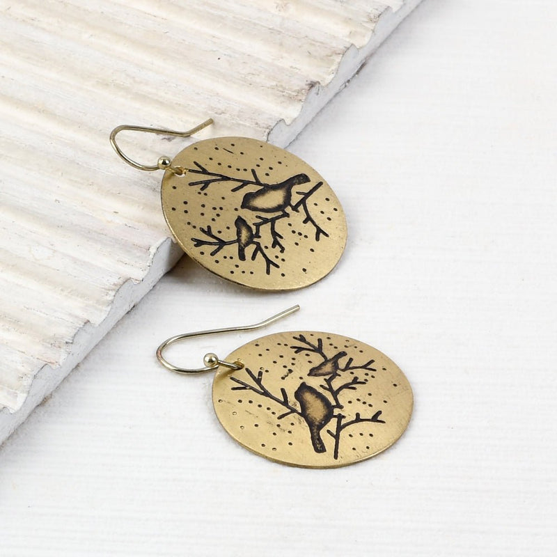 Buy Handcrafted Brass Bird Hanging Earrings | Shop Verified Sustainable Womens earrings on Brown Living™