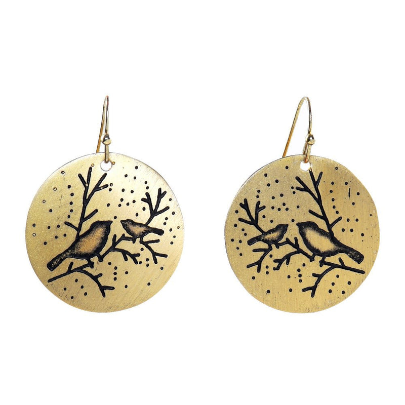 Buy Handcrafted Brass Bird Hanging Earrings | Shop Verified Sustainable Womens earrings on Brown Living™