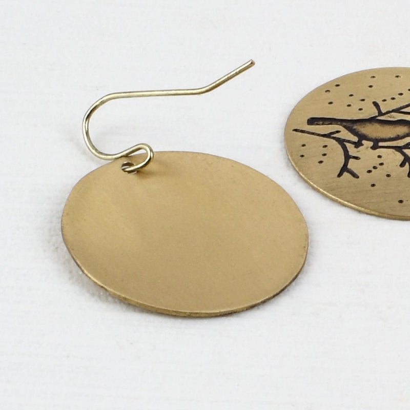 Buy Handcrafted Brass Bird Hanging Earrings | Shop Verified Sustainable Womens earrings on Brown Living™