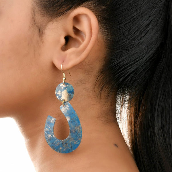 Buy Handcrafted Brass Blue Shaded Earrings | Shop Verified Sustainable Womens earrings on Brown Living™