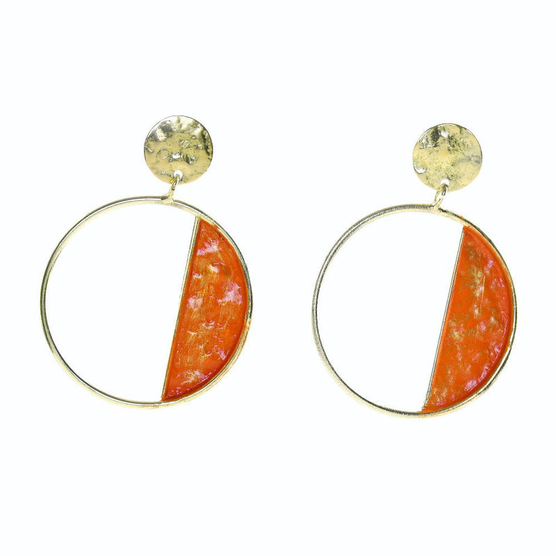 Buy Handcrafted Brass Orange Circle Stud Earrings | Shop Verified Sustainable Womens earrings on Brown Living™